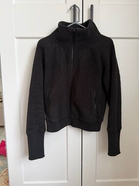 Athleta Black Sherpa Zip Bomber Jacket